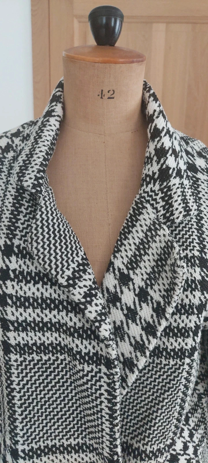 Manteau court à carreaux pied-de-poule - Jean Pascale - Taille M – photo 3